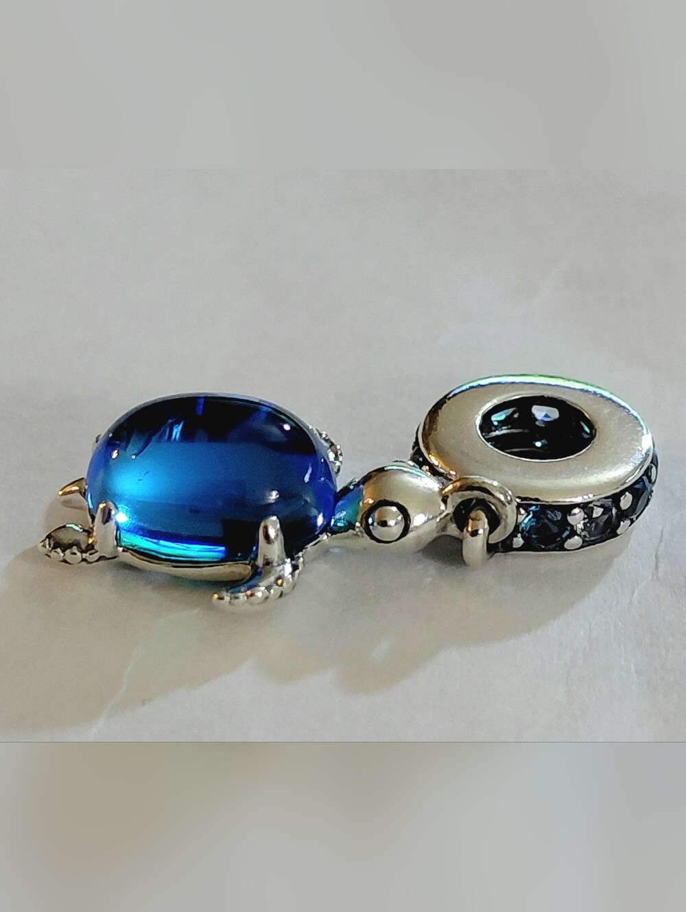 Authentic NEW Pandora Murano Glass Sea Turtle Dangle Charm S925ALE CZ - Picture 3 of 8